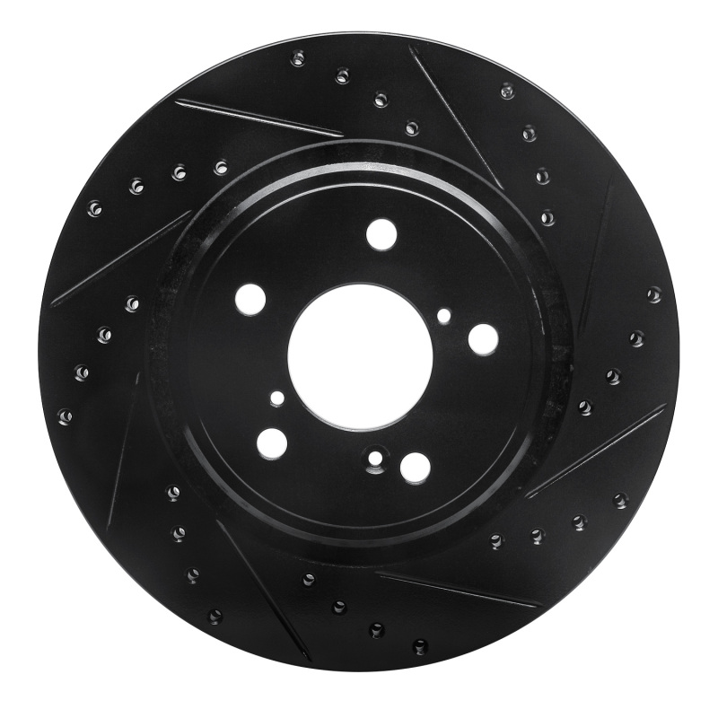 Acura MDX Brake Rotor (1) - Front Right - R1 Concepts - Drilled & Slotted - Black - `15-`25